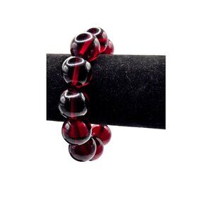 Deep Dragon Blood Red Natural Amber Bead Bracelet Burmese Vintage Rare